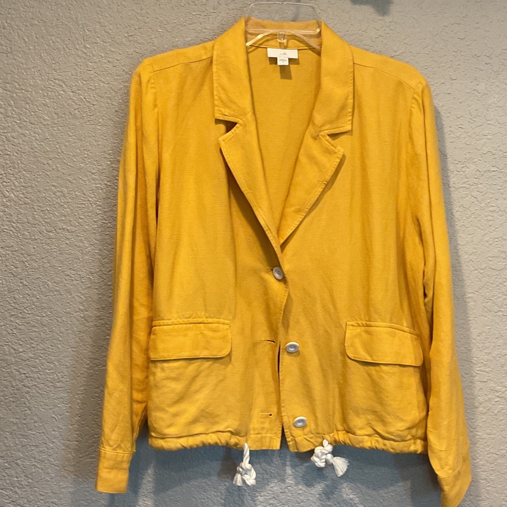 J. Jill Linen Mustard Yellow Summer Jacket